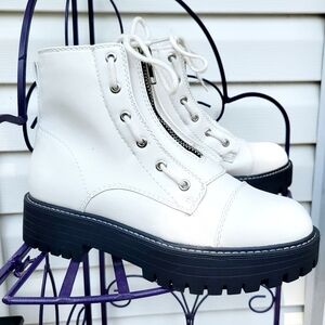Bright White Combat Ankle Boot